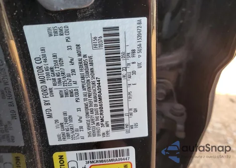 2021 Ford Bronco Sport Big Bend z USA, uszkodzony, nr VIN 3FMCR9B65MRA09447